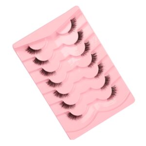 Gmagictobo Fluffy Half Eyelashes Wispy Short False Eyelashes Natural Look Cat Eye Lashes Pack Clear Band 3D Lashes Strips 7 Pairs Multipack