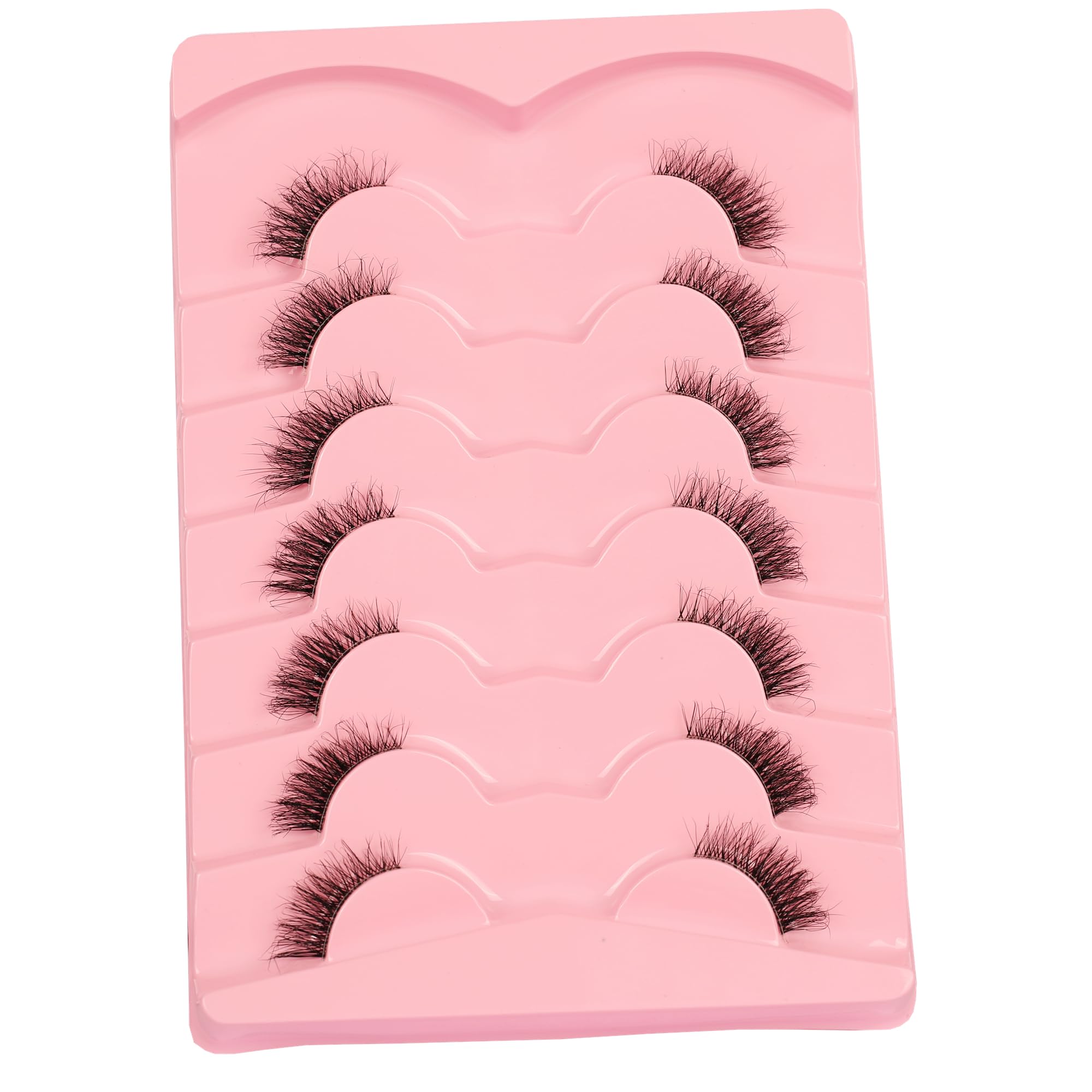 Gmagictobo Fluffy Half Eyelashes Wispy Short False Eyelashes Natural Look Cat Eye Lashes Pack Clear Band 3D Lashes Strips 7 Pairs Multipack