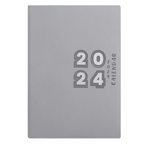 grebest monthly tabs agenda book 2024 planner faux leather cover 12 months a5 calendar notebook 155 sheets wire binding embossed grey a5