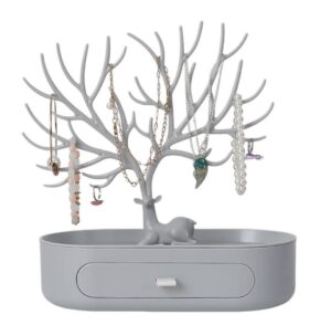 deer antler jewelry organizer & holder - the perfect ideal simple solution tray and drawer for storage and organization of necklaces, rings, bracelets, watches & earrings.