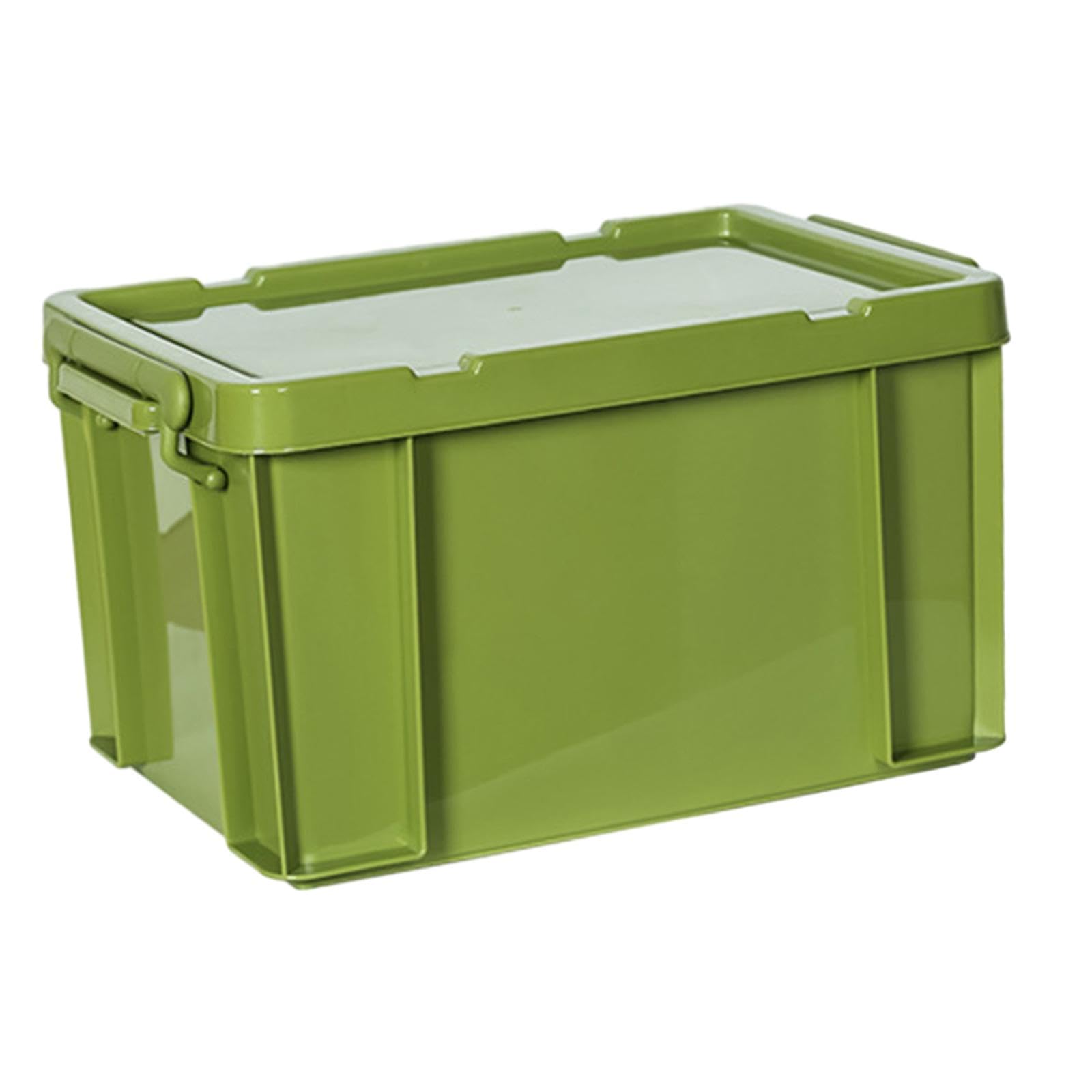 Fenteer PP Storage Box, Industrial Tote Bin with Lids and Latching Buckles, Stackable Camping Storage Container for Shoes, Storage Room, Toys, Garage, Green