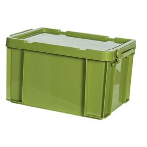 Fenteer PP Storage Box, Industrial Tote Bin with Lids and Latching Buckles, Stackable Camping Storage Container for Shoes, Storage Room, Toys, Garage, Green