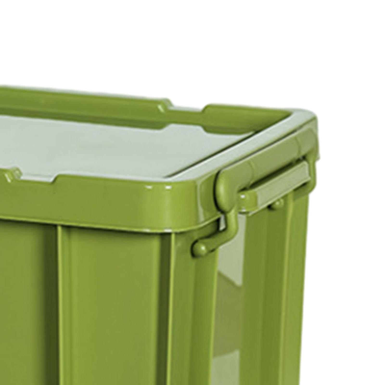 Fenteer PP Storage Box, Industrial Tote Bin with Lids and Latching Buckles, Stackable Camping Storage Container for Shoes, Storage Room, Toys, Garage, Green