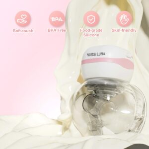 Nursi Luna Breast Pump Hands Free, Double Wearable Breast Pump with 3 Modes & 12 Levels, Smart Touchscreen, Low Noise Portable Wireless Electric Breast Pump with Flange Inserts (Pack of 2, Pink)