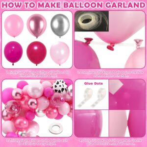 Girl Bachelorette Party Decorations Disco Cowgirl Hot Pink Birthday Balloons Let's Go Girls Disco Ball Garland Arch Kit Western Last Rodeo Bridal Shower 2000s 90s 80s Party Supplies (Cowgirl)