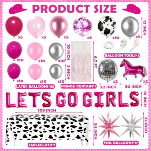 Girl Bachelorette Party Decorations Disco Cowgirl Hot Pink Birthday Balloons Let's Go Girls Disco Ball Garland Arch Kit Western Last Rodeo Bridal Shower 2000s 90s 80s Party Supplies (Cowgirl)