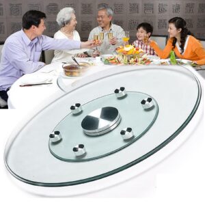 wdzdmyl glass lazy susan turntable, with silent smooth aluminum alloy bearing, round tabletop rotating serving tray, for kitchen dining, parties, wedding 110cm/44in
