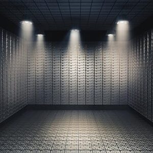 CORFOTO Bank Vault Backdrop Safe Deposit Boxes Room Inside of Bank Vault Photography Background Kids Adults Family Portrait Photography Backdrops Photo Shooting Props Fabric