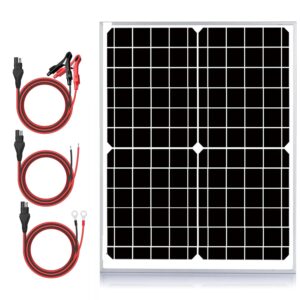 24v waterproof solar battery trickle charger & maintainer - 20 watts solar panel built-in intelligent mppt solar charge controller + improved 3 stages of charging algorithm + sae connection cable kits