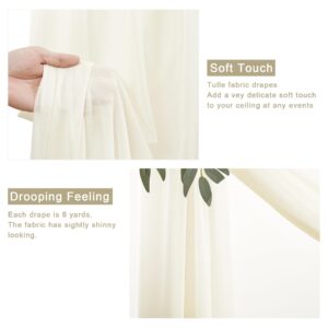 Wedding Arch Draping Fabric, 2 Panels 28" x 19Ft Beige Wedding Arch Drapes Sheer Backdrop Curtain for Wedding Ceremony Party Ceiling Decor