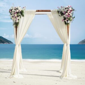 Wedding Arch Draping Fabric, 2 Panels 28" x 19Ft Beige Wedding Arch Drapes Sheer Backdrop Curtain for Wedding Ceremony Party Ceiling Decor