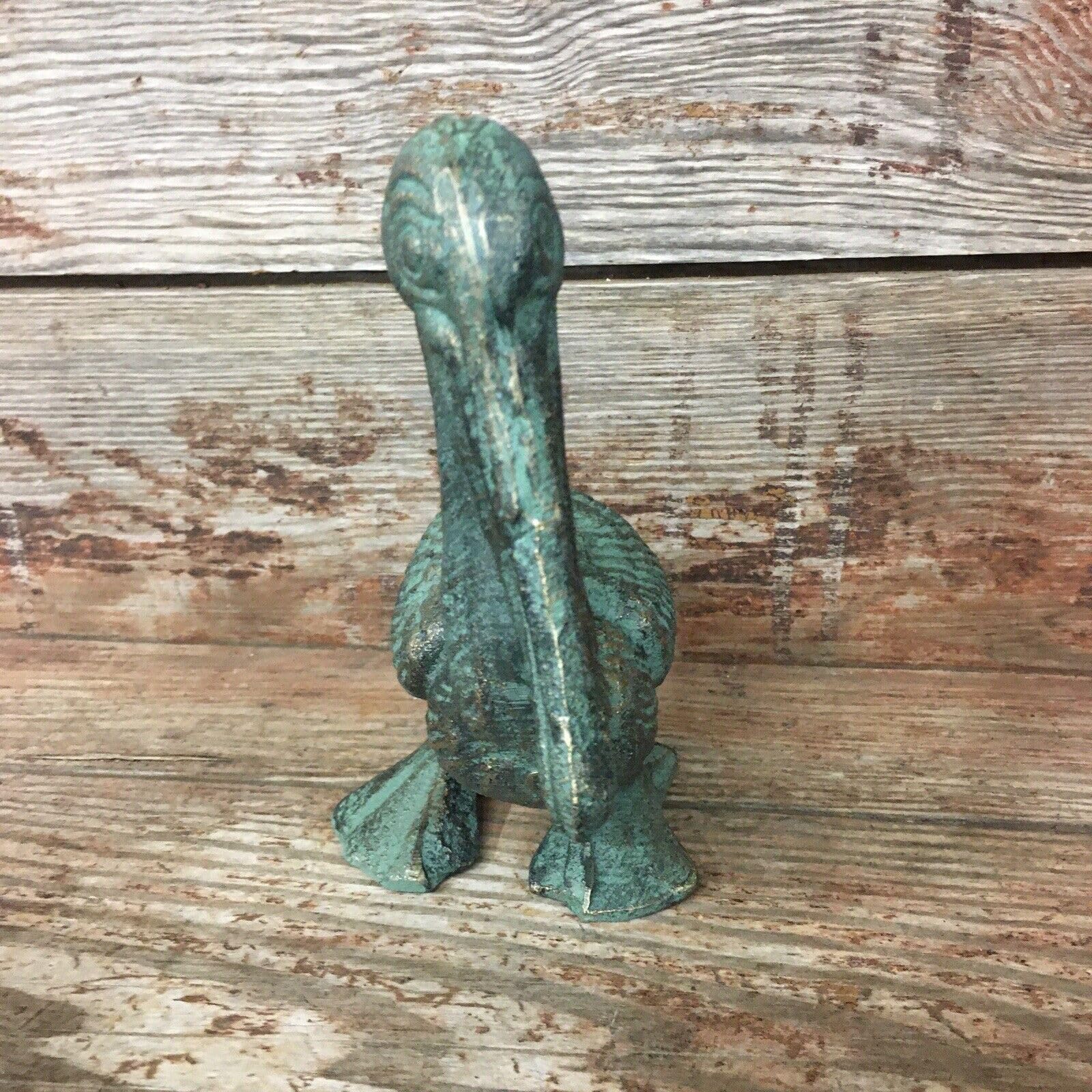 Vintage Cast Iron Pelican Lawn Gard Yard Art Bird Beach Nautical Coastal Decor