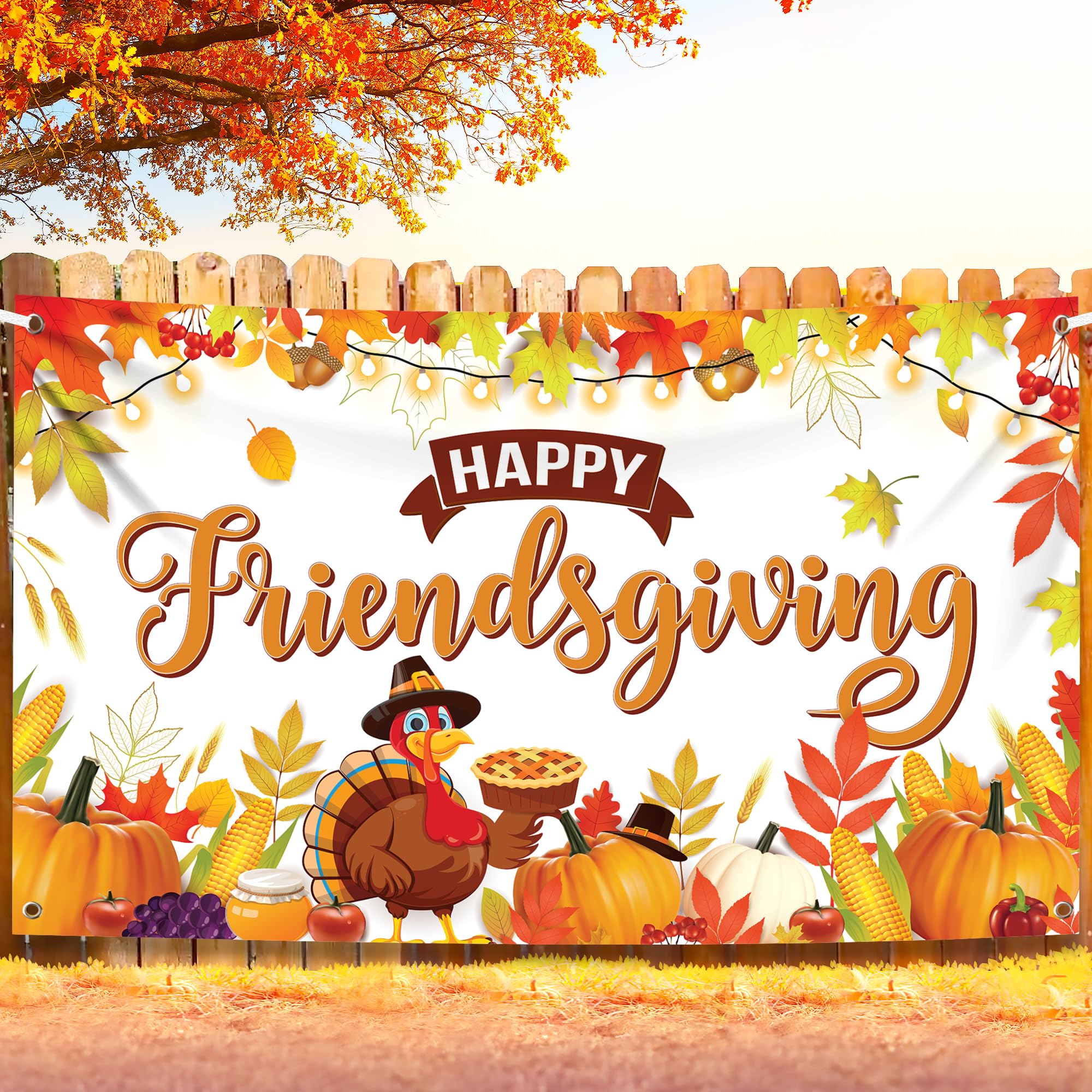 KatchOn, Friendsgiving Backdrops for Photography - XtraLarge, 72x44 Inch | Happy Friendsgiving Banner Backdrop for Friendsgiving Decorations | Friendsgiving Photo Backdrop for Friendsgiving Décor