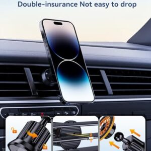 Sansaba for MagSafe Car Mount - [20 Strong Magnets] Magnetic Car Phone Mount Air Vent Cell Phone Holder Clip, Universal iPhone Car Holder Fit iPhone 15 Pro Plus Max 14 13 12 MagSafe (Orange)