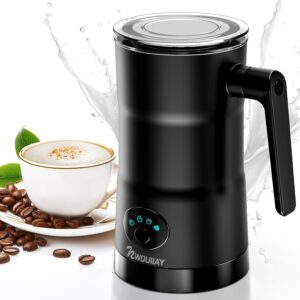 NWOUIIAY 4 in 1 Milk Frother Electric and Steamer 11.8oz/350ml Hot/Cold Foam Maker Intelligent Temperature Control Electric Milk Warmer for Latte/Coffee/Hot Chocolate/Cappuccino