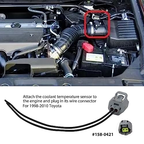 158-0421 Coolant Water Temperature Temp Sensor Connector Pigtail Fit for 2016 Toyota Tacoma SR5 Crew Cab Pickup 4-Door 2.7L