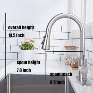 VCCUCINE Kitchen Faucet with Pull Down Sprayer, Brushed Nickel Faucet for Kitchen Sink, Small High Arc RV Stainless Steel Single Handle Pull Out Kitchen Sink Faucet