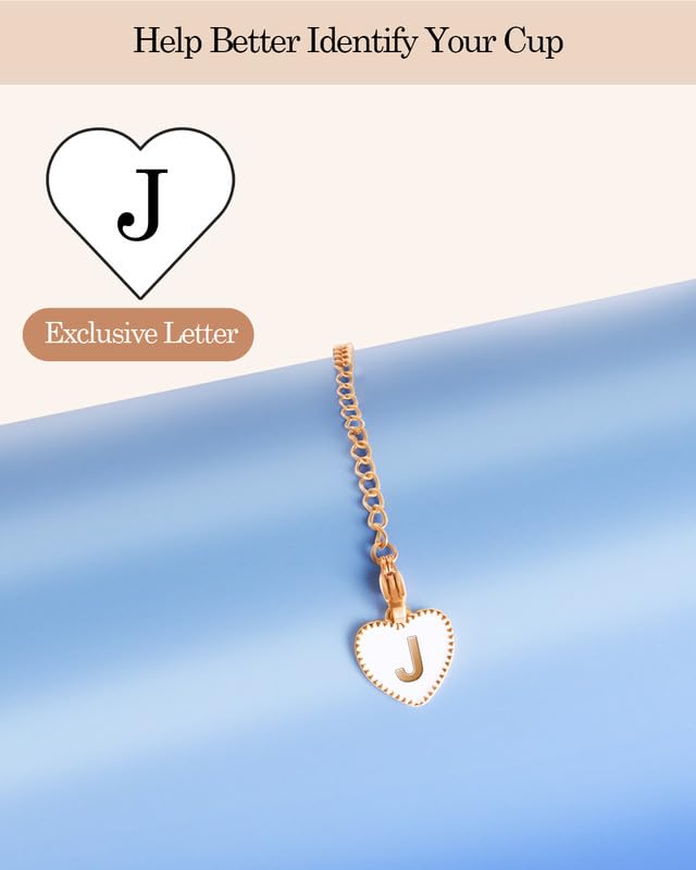 OriJoy Letter Charm Accessories for Stanley Cup, Name ID Letter Handle Charm For Stanley/Simple Modern Tumbler, Heart Shape Initial Identification Charms（J）