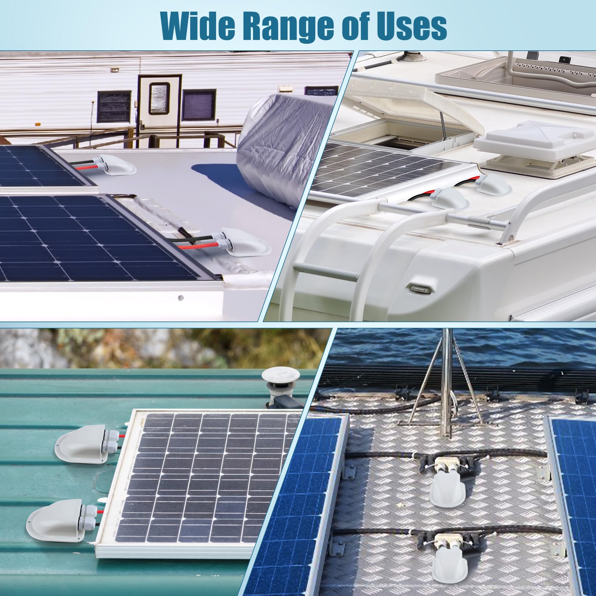 IP68 Cable Gland Entry, 13AWG to 7AWG RV Roof Cable Entry Gland Box, ABS Solar Cable Entry Gland, Waterproof Solar Entry Gland, Solar Double Cable Entry Gland for RV Boat Yacht Camper Van(2 Pack)