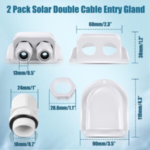 IP68 Cable Gland Entry, 13AWG to 7AWG RV Roof Cable Entry Gland Box, ABS Solar Cable Entry Gland, Waterproof Solar Entry Gland, Solar Double Cable Entry Gland for RV Boat Yacht Camper Van(2 Pack)