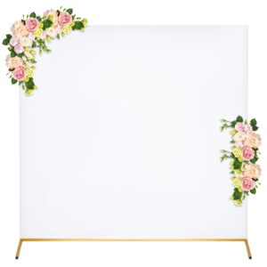 Peryiter 6.6 ft x 6.6 ft Arch Backdrop Stand Cover Square Wedding Arch Cover Spandex Fitted Arch Backdrop Cover for Bridal Shower Baby Shower Birthday Party Decoration, Frame Not Included (White)