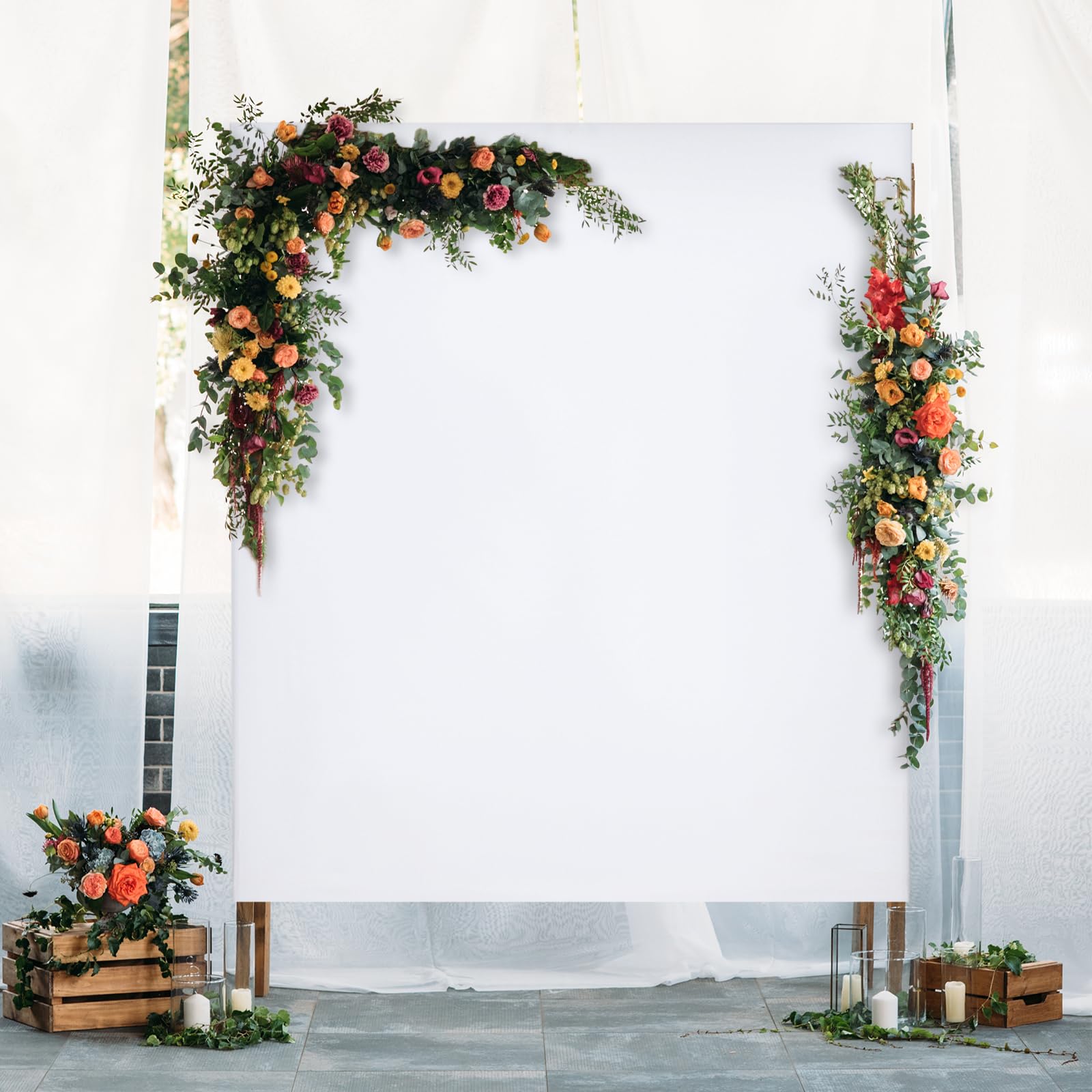 Peryiter 6.6 ft x 6.6 ft Arch Backdrop Stand Cover Square Wedding Arch Cover Spandex Fitted Arch Backdrop Cover for Bridal Shower Baby Shower Birthday Party Decoration, Frame Not Included (White)