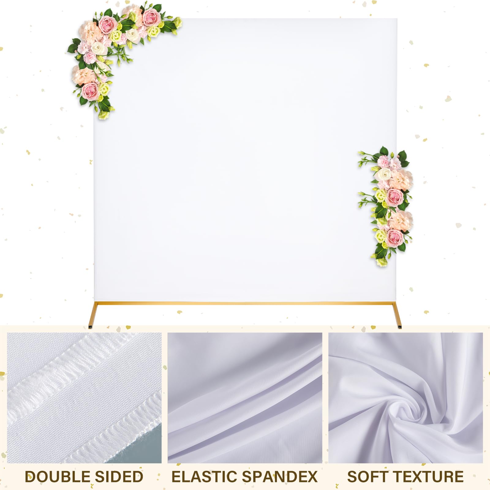 Peryiter 6.6 ft x 6.6 ft Arch Backdrop Stand Cover Square Wedding Arch Cover Spandex Fitted Arch Backdrop Cover for Bridal Shower Baby Shower Birthday Party Decoration, Frame Not Included (White)