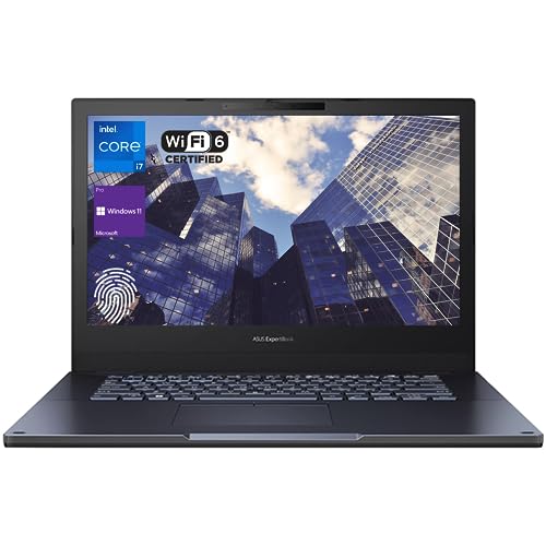 ASUS ExpertBook B2 Business Laptop, 14" FHD Display, Intel Core i7-1260P Processor, 16GB RAM, 512GB PCIe SSD, Webcam, Backlit KB, Fingerprint Reader, Wi-Fi 6, Windows 11 Pro, Black