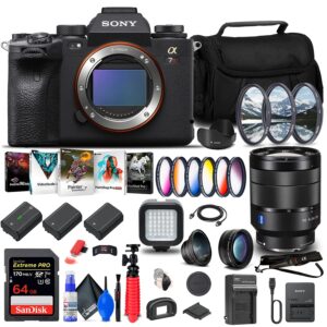sony alpha a7r iiia mirrorless digital camera (body) (ilce7rm3a/b) + sony fe 24-70mm f/4 lens + 64gb card + corel photo software + case + 2 x np-fz100 compatible battery + more (renewed)