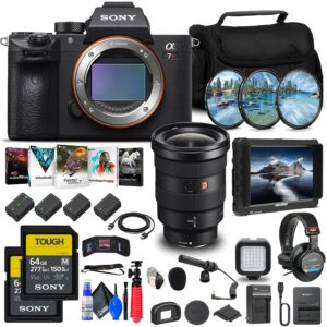 Sony Alpha a7R IVA Mirrorless Digital Camera (Body) (ILCE7RM4A/B) + Sony FE 16-35mm Lens + 4K Monitor + Pro Headphones + Pro Mic + 2 x 64GB Card + Corel Photo Software + Case + More (Renewed)