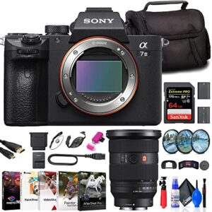 sony a7 iii mirrorless camera (ilce7m3/b) + sony fe 24-70mm lens + 64gb card + filter kit + bag + np-fz100 compatible battery + card reader + corel photo software + hdmi cable + more (renewed)