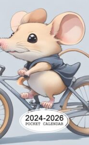 pocket calendar 2024-2026: two-year monthly planner for purse , 36 months from january 2024 to december 2026 | anime style art | mouse riding bike