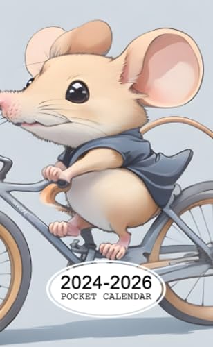 Pocket Calendar 2024-2026: Two-Year Monthly Planner for Purse , 36 Months from January 2024 to December 2026 | Anime style art | Mouse riding bike