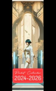 pocket calendar 2024-2026: two-year monthly planner for purse , 36 months from january 2024 to december 2026 | art-deco-style | dunhuang cyberpunk | ... | japanese-anime | fullbody female