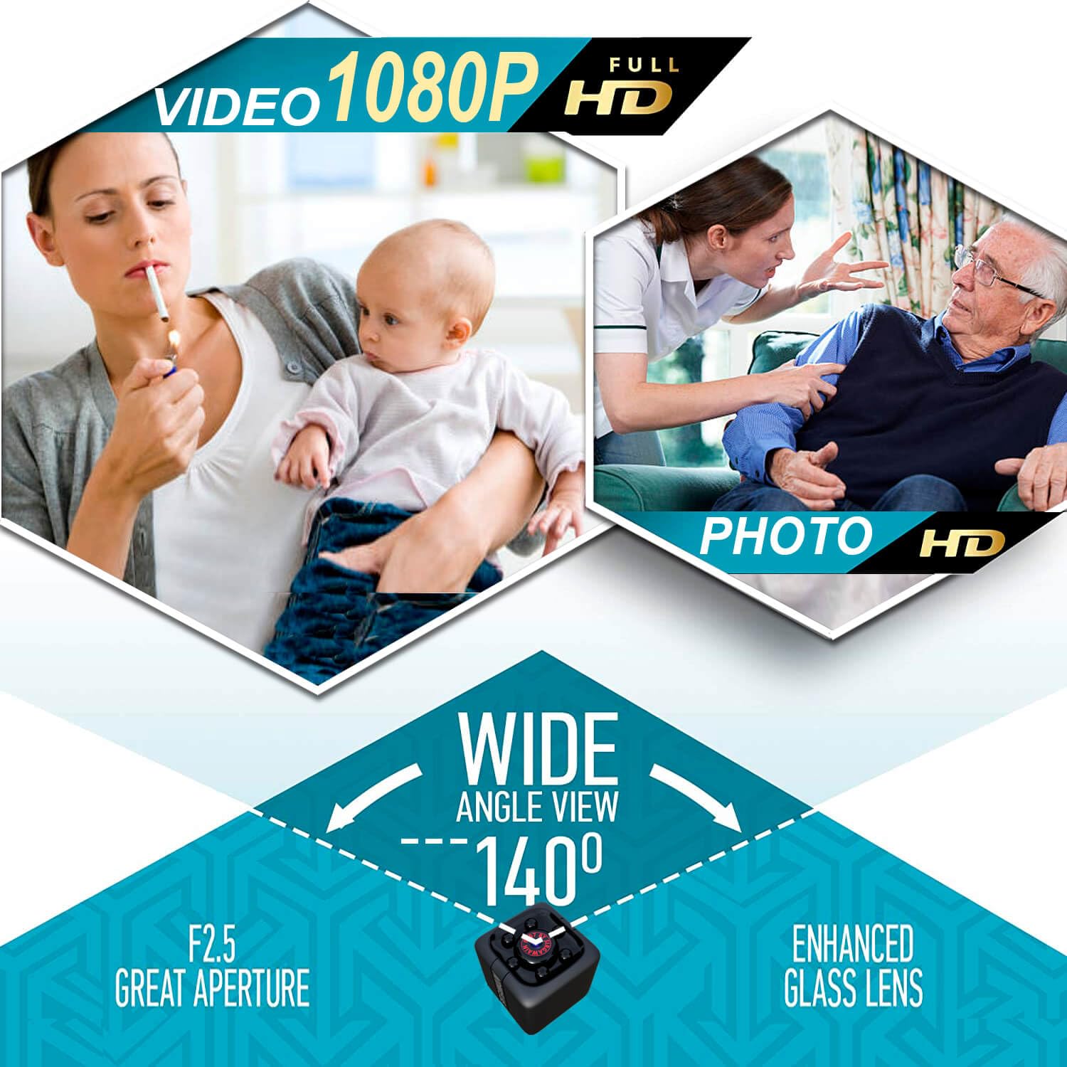 Upgraded Mini Spy Camera 1080P Hidden Camera V2.0 - Portable Small HD Nanny Cam with Night Vision & Motion Detection - New Software - Hidden Spy Cam - Indoor Security Camera for Home and Office