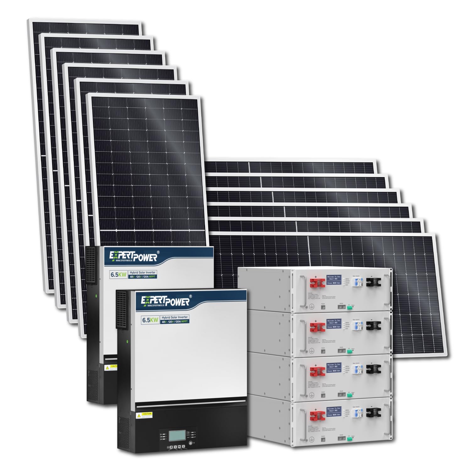 ExpertPower 20KWH 6480W 48V Solar Power System Kit | LiFePO4 48V 400Ah Battery, 6480W Solar Panels, 13KW Hybrid Solar Inverter, Dual 120A MPPT Controller | Off Grid, Residential, Home, Cabin, Back Up