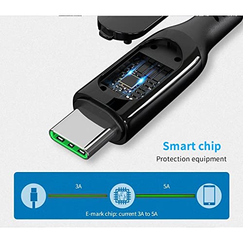 BoxWave Cable Compatible with Innioasis G1 - PowerDisplay PD Cable (6ft) - USB-C to USB-C (100W), LED Display 6 Foot PD Braided Nylon Cable - Jet Black