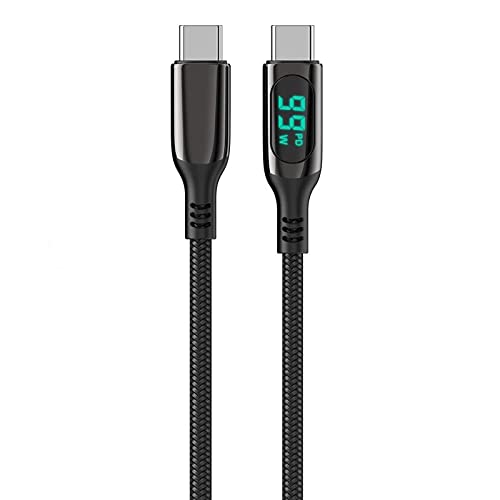 BoxWave Cable Compatible with Innioasis G1 - PowerDisplay PD Cable (6ft) - USB-C to USB-C (100W), LED Display 6 Foot PD Braided Nylon Cable - Jet Black