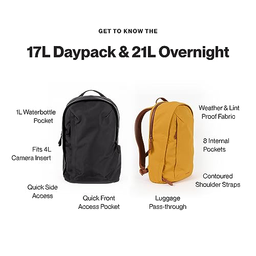 Moment Everything Backpacks - 21L Overnight & 17L Daypack - Lightweight Laptop & Camera Backpack (21L, Black)
