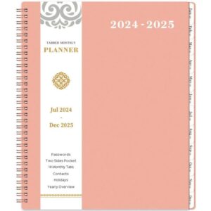 2024-2025 monthly planner - monthly planner 2024-2025, jul. 2024 - dec. 2025, 9" x 11", 18-month planner, tabs & pocket, twin-wire binding - rosy pink