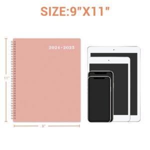 2024-2025 Monthly Planner - Monthly Planner 2024-2025, Jul. 2024 - Dec. 2025, 9" x 11", 18-Month Planner, Tabs & Pocket, Twin-Wire Binding - Rosy Pink