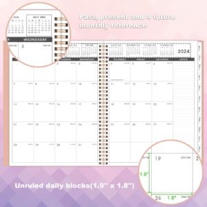 2024-2025 Monthly Planner - Monthly Planner 2024-2025, Jul. 2024 - Dec. 2025, 9" x 11", 18-Month Planner, Tabs & Pocket, Twin-Wire Binding - Rosy Pink