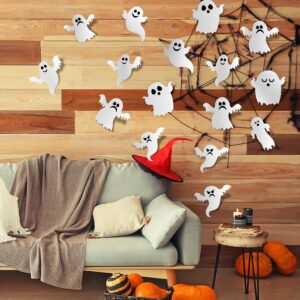 21 Pieces Halloween Ghost Wall Decor Cute Ghost Wall Stickers Reusable Halloween Decoration 3D White Small Ghost Wall Decals Supplies for Halloween Party Home Door Wall Decor Accessories DIY