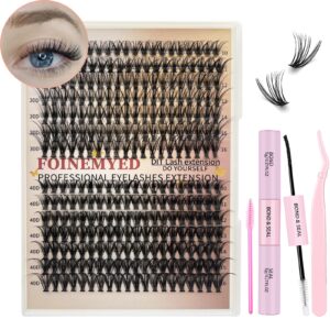 diy lash extension kit 280pcs 30d 40d individual lashes clusters with lash bond and seal and lash applicator 10-16mm mix d curl volume lashes wispy diy eyelash extension kit at home, by foinemyed