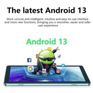 JUNINK 10 inch Tablet Android 13 Tablets, 8GB (4+4) RAM 128GB ROM 1TB Expand, 1280x800 IPS HD Screen, Quad Core Processor, WIFI6, Dual Camera, 6000mAh, BT, Tablet (4)