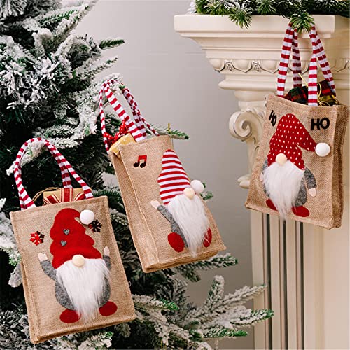 Christmas Decorations Linen Gift Bag Children's Handbag Candy Bag Bag Tree Christmas Pendant Home Decoration Large Ball Hanging (A, One Size)