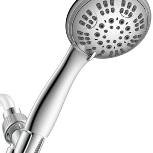 High Pressure Shower Heads with Handheld 6 Spray Settings Detachable Shower Head Set with Extra Long Hose 60 Inches Multi Angle Adjustable Brass Swivel Ball Bracket for Low Water Pressure