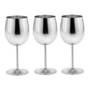 BUJIATANG 3pcs Stainless Steel Red Wine Glasses Unbreakable White Wine Cocktail Glass Metal Drink Glass 240ml Stainless Steel Wine Glass