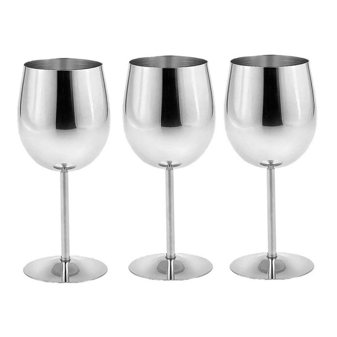 BUJIATANG 3pcs Stainless Steel Red Wine Glasses Unbreakable White Wine Cocktail Glass Metal Drink Glass 240ml Stainless Steel Wine Glass