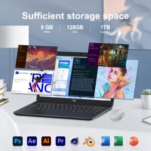 14" Laptop Computer, 8GB RAM 256GB SSD, Quad-Core Intel Celeron N4120 Processors, Windows 11 Laptops Computers 2.4G/5G WiFi,BT4.2, Webcam, HD Display, Long Battery Life,Ultra Slim,HDMI